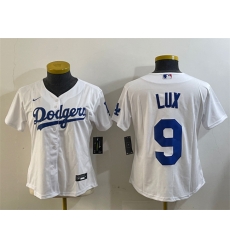 Women Los Angeles Dodgers 9 Gavin Lux White Cool Base Stitched Baseball Jersey Women Los Angeles Dodgers 9 Gavin Lux White Cool Base Stitched Baseball Jersey