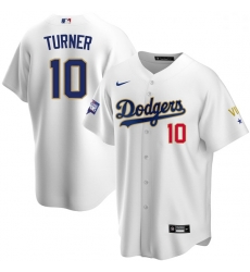 Women Los Angeles Dodgers Justin Turner 10 Championship Gold Trim White Limited All Stitched Flex Base Jersey Women Los Angeles Dodgers Justin Turner 10 Championship Gold Trim White Limited All Stitched Flex Base Jersey