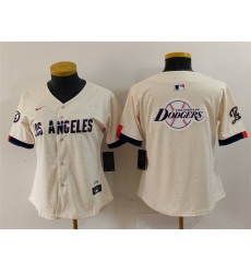 Women Los Angeles Dodgers Team Big Logo Cream 2024 City Connect Limited Stitched Jersey 4 Women Los Angeles Dodgers Team Big Logo Cream 2024 City Connect Limited Stitched Jersey 4