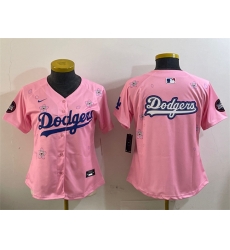 Women Los Angeles Dodgers Team Big Logo Pink 2025 Tokyo Series Limited Stitched Baseball Jersey
