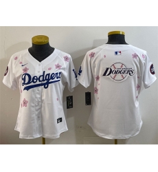Women Los Angeles Dodgers Team Big Logo White 2025 Tokyo Series Limited Stitched Baseball Jersey 1