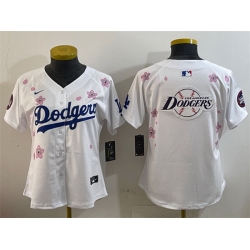Women Los Angeles Dodgers Team Big Logo White 2025 Tokyo Series Limited Stitched Baseball Jersey 1