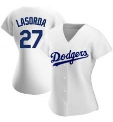 Women Los Angeles Dodgers Tommy Lasorda 27 White Flex Base Jersey Women Los Angeles Dodgers Tommy Lasorda 27 White Flex Base Jersey