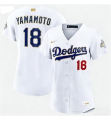 Women Los Angeles Dodgers Yoshinobu Yamamoto #18 Nike White 2026 Gold Collection Stadium Jersey Women Los Angeles Dodgers Yoshinobu Yamamoto #18 Nike White 2026 Gold Collection Stadium Jersey