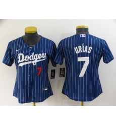 Women's Los Angeles Dodgers #7 Julio Urias Navy Blue Pinstripe Stitched MLB Cool Base Nike Jersey Women's Los Angeles Dodgers #7 Julio Urias Navy Blue Pinstripe Stitched MLB Cool Base Nike Jersey