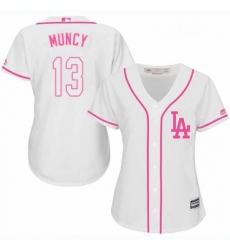 Womens Majestic Los Angeles Dodgers 13 Max Muncy Authentic White Fashion Cool Base MLB Jersey 