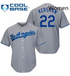 Womens Majestic Los Angeles Dodgers 22 Clayton Kershaw Replica Grey MLB Jersey Womens Majestic Los Angeles Dodgers 22 Clayton Kershaw Replica Grey MLB Jersey