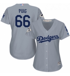 Womens Majestic Los Angeles Dodgers 66 Yasiel Puig Replica Grey Road 2017 World Series Bound Cool Base MLB Jersey Womens Majestic Los Angeles Dodgers 66 Yasiel Puig Replica Grey Road 2017 World Series Bound Cool Base MLB Jersey