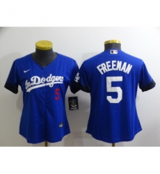 Women's Nike Los Angeles Dodgers #5 Freddie Freeman Blue City Player Jersey Women's Nike Los Angeles Dodgers #5 Freddie Freeman Blue City Player Jersey