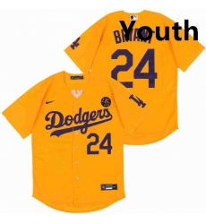 Youth Dodgers 24 Kobe Bryant Yellow Cool Base Stitched MLB Jersey Youth Dodgers 24 Kobe Bryant Yellow Cool Base Stitched MLB Jersey