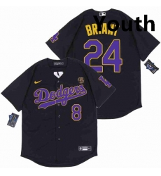 Youth Dodgers Front 8 Back 24 Kobe Bryant Black Purple Cool Base Stitched MLB Jersey Youth Dodgers Front 8 Back 24 Kobe Bryant Black Purple Cool Base Stitched MLB Jersey