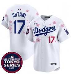 Youth Los Angeles Dodgers 17 Shohei Ohtani White 2025 Tokyo Series Limited Stitched Baseball Jersey