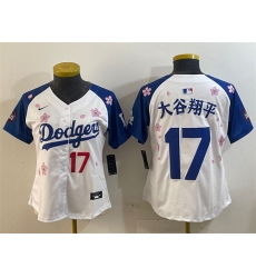 Youth Los Angeles Dodgers 17  Shohei Ohtani White Royal 2025 Tokyo Series Limited Stitched Baseball Jersey