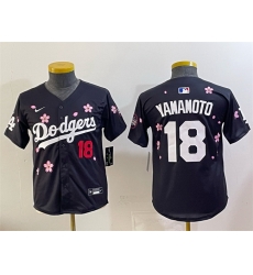 Youth Los Angeles Dodgers  18 Yoshinobu Yamamoto Black 2025 Tokyo Series Limited Stitched Baseball Jersey
