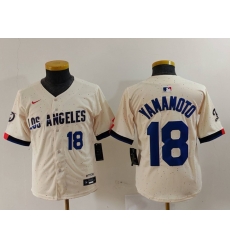Youth Los Angeles Dodgers 18 Yoshinobu Yamamoto Cream Stitched Baseball Jersey 3 Youth Los Angeles Dodgers 18 Yoshinobu Yamamoto Cream Stitched Baseball Jersey 3
