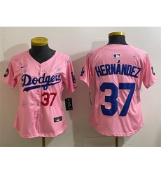 Youth Los Angeles Dodgers 37 Teoscar Hernandez Pink 2025 Tokyo Series Limited Stitched Baseball Jersey