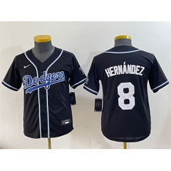 Youth Los Angeles Dodgers 8 Enrique Hernandez Black Stitched Baseball Jersey