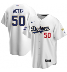 Youth Los Angeles Dodgers Mookie Betts 50 Championship Gold Trim White Limited All Stitched Flex Base Jersey Youth Los Angeles Dodgers Mookie Betts 50 Championship Gold Trim White Limited All Stitched Flex Base Jersey