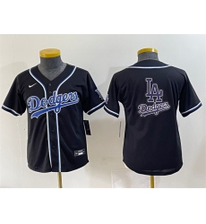 Youth Los Angeles Dodgers Team Big Logo Black Stitched Baseball Jersey 5