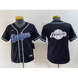 Youth Los Angeles Dodgers Team Big Logo Black Stitched Baseball Jersey 7