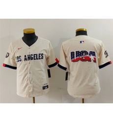 Youth Los Angeles Dodgers Team Big Logo Cream 2024 City Connect Limited Stitched Baseball Jersey 4 Youth Los Angeles Dodgers Team Big Logo Cream 2024 City Connect Limited Stitched Baseball Jersey 4