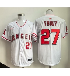 Men Los Angeles Angels 27 Mike Trout White 2024 Home Limited Stitched Baseball Jersey