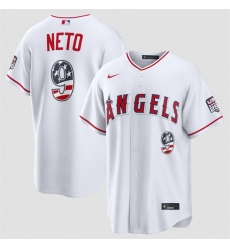 Men Los Angeles Angels  9 Zach Neto 2026 White USA 250 Fourth of July Home Stadium Stitched Baseball Jersey