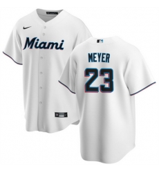 Men Miami Marlins 23 Max Meyer White Cool Base Stitched Baseball Jersey