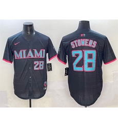 Men Miami Marlins 28 Kyle Stowers Black 2025 City Connect Limited Stitched Baseball Jersey