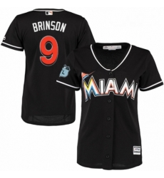 Womens Majestic Miami Marlins 9 Lewis Brinson Replica Black Alternate 2 Cool Base MLB Jersey Womens Majestic Miami Marlins 9 Lewis Brinson Replica Black Alternate 2 Cool Base MLB Jersey
