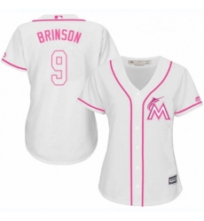 Womens Majestic Miami Marlins 9 Lewis Brinson Replica White Fashion Cool Base MLB Jersey Womens Majestic Miami Marlins 9 Lewis Brinson Replica White Fashion Cool Base MLB Jersey