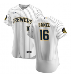 Men Milwaukee Brewers 16 Ben Gamel Men Nike White Home 2020 Flex Base Player MLB Jersey