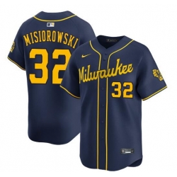 Men Milwaukee Brewers 32 Jacob Misiorowski Navy Alternate Limited Stitched Baseball Jersey
