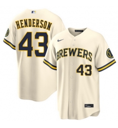 Men Milwaukee Brewers 43 LOGAN Henderson White Ice Cream Stitched Baseball Jersey Men Milwaukee Brewers 43 LOGAN Henderson White Ice Cream Stitched Baseball Jersey