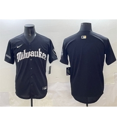 Men Milwaukee Brewers Blank Black  27Gothic 414 Shadows Edition 27 Vapor Premier Limited Stitched Jersey