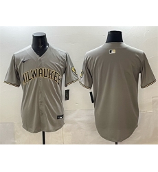 Men Milwaukee Brewers Blank Grey Home Limited Stitched Jersey