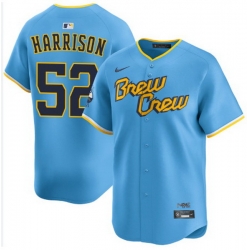 Men Milwaukee Brewers Kyle Harrison #52 Home City Conect Edition Stitched Limited Jersey