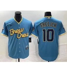 Men Milwaukee Brewers Sal Frelick #10 Nike Light Blue Home Limited Stitched Jersey