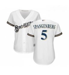 Womens Milwaukee Brewers 5 Cory Spangenberg Replica White Alternate Cool Base Baseball Jersey Womens Milwaukee Brewers 5 Cory Spangenberg Replica White Alternate Cool Base Baseball Jersey