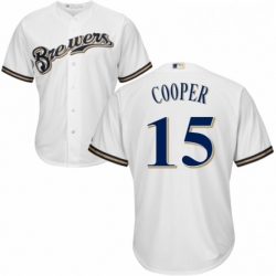 Youth Majestic Milwaukee Brewers 15 Cecil Cooper Authentic Navy Blue Alternate Cool Base MLB Jersey 