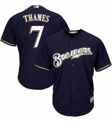 Youth Majestic Milwaukee Brewers 7 Eric Thames Authentic Navy Blue Alternate Cool Base MLB Jersey Youth Majestic Milwaukee Brewers 7 Eric Thames Authentic Navy Blue Alternate Cool Base MLB Jersey