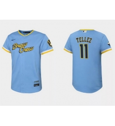 Youth Milwaukee Brewers 11 Rowdy Tellez 2022 Powder Blue City Connect Stitched Jersey Youth Milwaukee Brewers 11 Rowdy Tellez 2022 Powder Blue City Connect Stitched Jersey