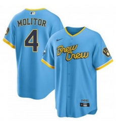 Youth Milwaukee Brewers 4 Paul Molitor 2022 Powder Blue City Connect Stitched Jersey Youth Milwaukee Brewers 4 Paul Molitor 2022 Powder Blue City Connect Stitched Jersey