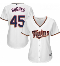 Womens Majestic Minnesota Twins 45 Phil Hughes Authentic White Home Cool Base MLB Jersey