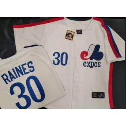 Men Montreal Expos #30 TIM RAINES White Throwback Jersey