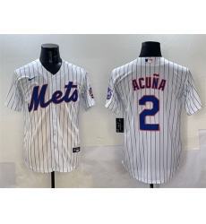 Men New York Mets 2 Luisangel Acu F1a White Cool Base Stitched Baseball Jersey