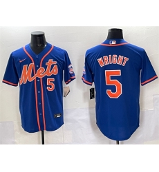 Men New York Mets 5 David Wright Blue Cool Base Stitched Baseball Jersey