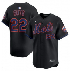 Men New York Mets Juan Soto 22 Black Flex Base Stitched Jersey