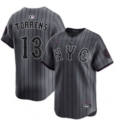 Men New York Mets Luis Torrens 13 Black City Edition Cool Base Stitched Jersey