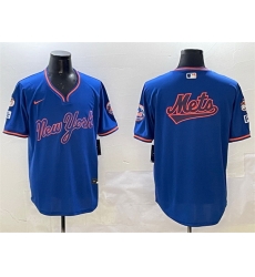 Men New York Mets Team Big Logo Royal 2025 Spring Training Stitched Baseball Jersey